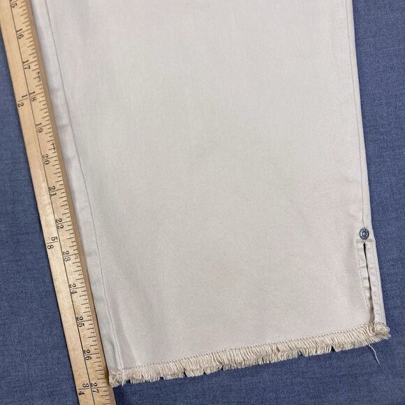 NYDJ Pants Womens Sz 20W Tan Khaki Marilyn Straight Leg Stretch Frayed Hem Ankle - Picture 15 of 16